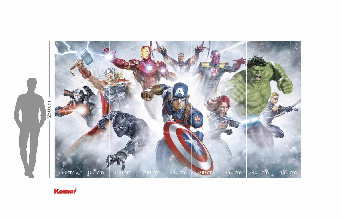 FOTOTAPETE AVENGERS STRIKE  - Naturfarben, Design, Textil (450/250cm) - Marvel