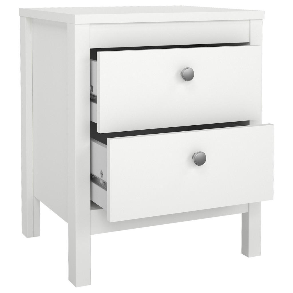 Thumbnail - Mid.you Nachtschrank, Weiß, Metall, Leder, 2 Schubladen, 43.8x54.1x38.4 cm, FSC Mix, Made in Denmark, Schlafzimmer, Nach...