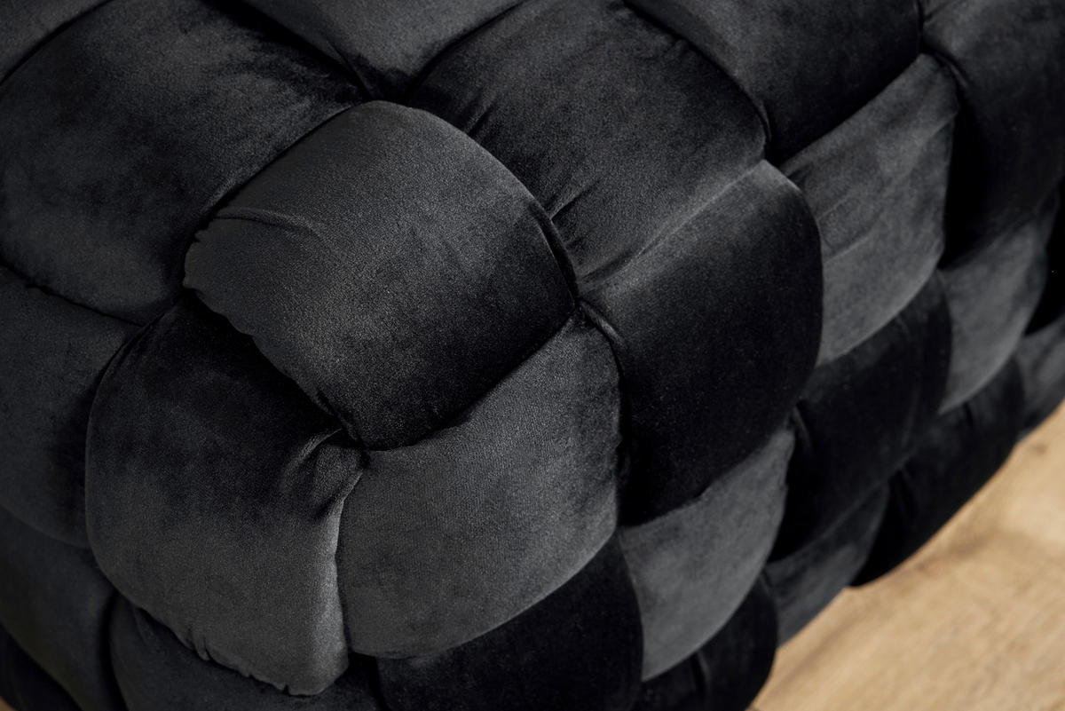 HOCKERBANK 118/43/50 cm Samt Schwarz Eukalyptusholz  - Schwarz, MODERN, Holz/Textil (118/43/50cm)