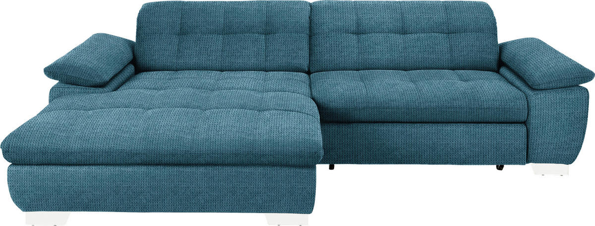 ECKSOFA in Mikrofaser Blau  - Chromfarben/Blau, Design, Textil/Metall (180/265cm) - Carryhome