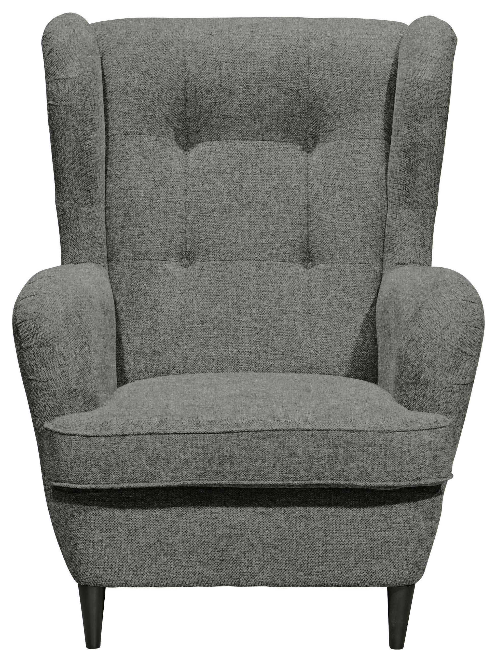 ÖRONLAPPSFÅTÖLJ i mikrovelour grå  - svart/grå, Basics, trä/textil (78/102/98cm) - MID.YOU