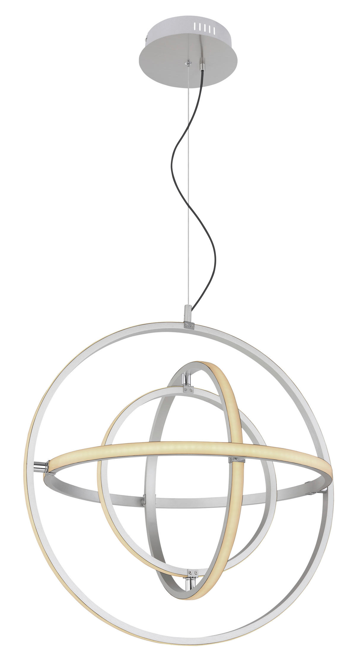 LED-HÄNGLAMPA 58/150 cm  - opal/nickelfärgad, Basics, metall/plast (58/150cm) - Globo
