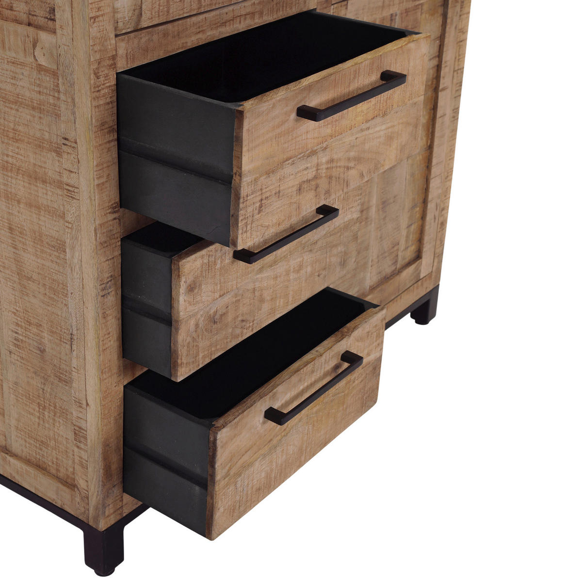 HIGHBOARD  in 95/145/40 cm  - Schwarz/Naturfarben, Design, Glas/Holz (95/145/40cm) - Landscape