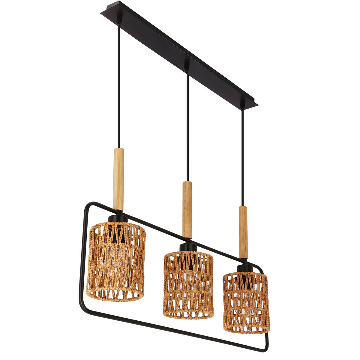 PENDELLEUCHTE Crown 70/12/110 cm   - Beige/Schwarz, Natur, Textil/Metall (70/12/110cm)