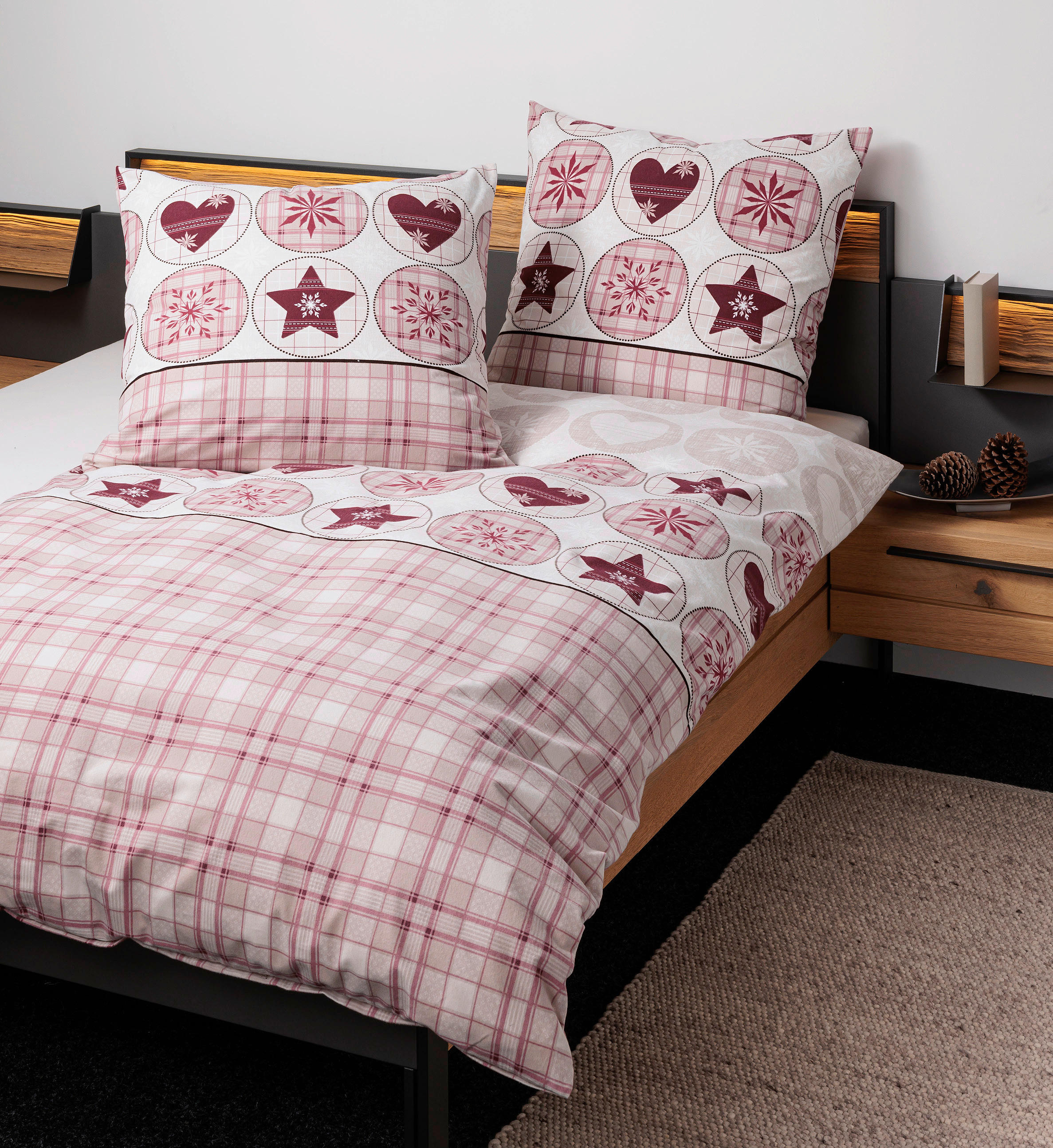 BETTWÄSCHE Biber 155/200 cm  - Rot, Design, Textil (155/200cm) - Janine