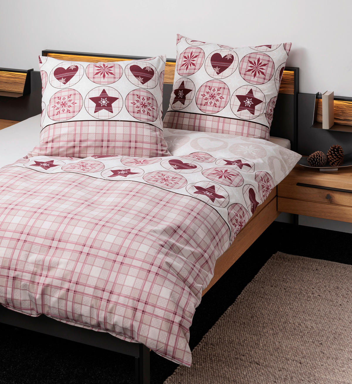 BETTWÄSCHE Biber 155/220 cm  - Rot, Design, Textil (155/220cm) - Janine