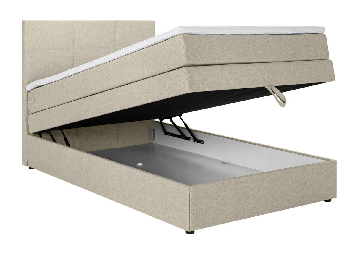 BOXSPRINGBETT 140/200 cm,  in Beige  - Beige/Schwarz, Design, Kunststoff/Textil (140/200cm) - Welnova