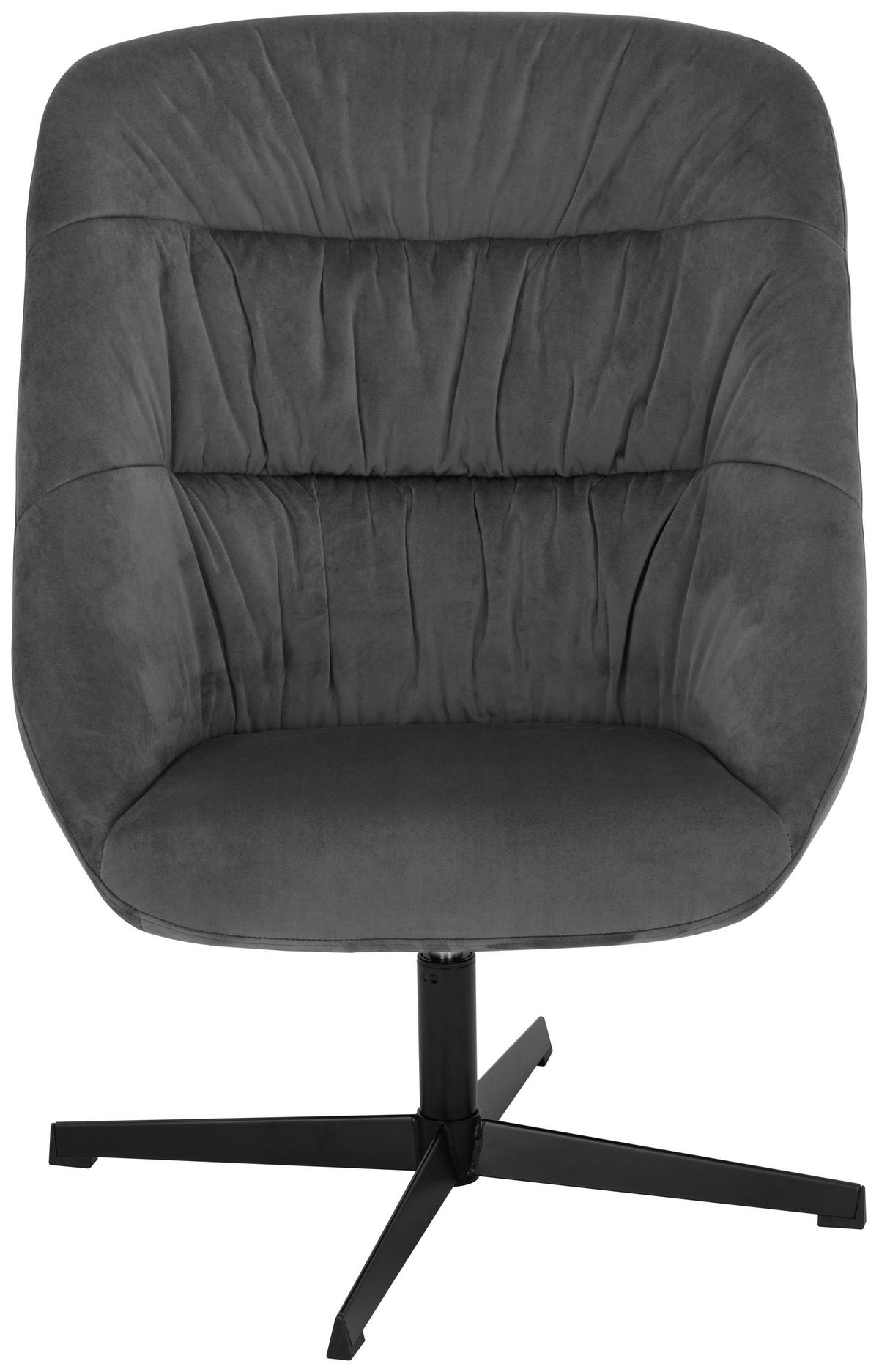SESSELSET Samt Hocker    - Schwarz/Grau, MODERN, Textil/Metall (70/97/75cm) - MID.YOU
