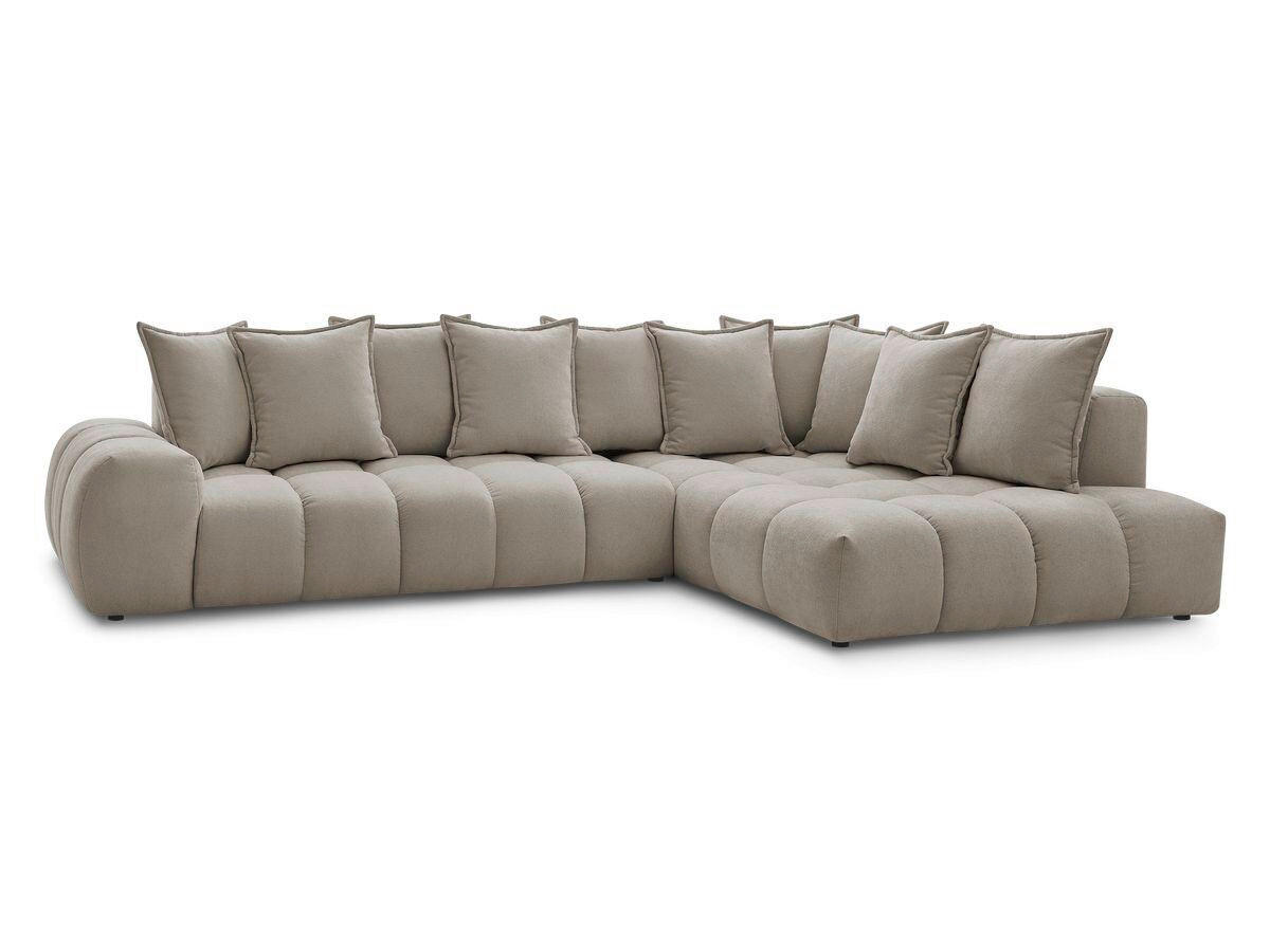 ECKSOFA Ottomane rechts  EVEREST Taupe Struktur  - Taupe/Schwarz, MODERN, Kunststoff/Textil (352/210cm)