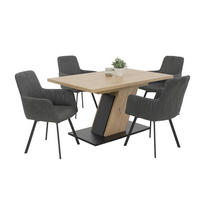 TISCHGRUPPE in Metall, Textil, Holzwerkstoff Anthrazit, Eiche Artisan  - Anthrazit/Eiche Artisan, MODERN, Holzwerkstoff/Textil (140 - 180/76/90cm) - MID.YOU