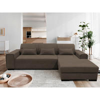 ECKSOFA in Struktur, Bouclé Braun  - Schwarz/Braun, Design, Kunststoff/Textil (270/175cm) - MID.YOU