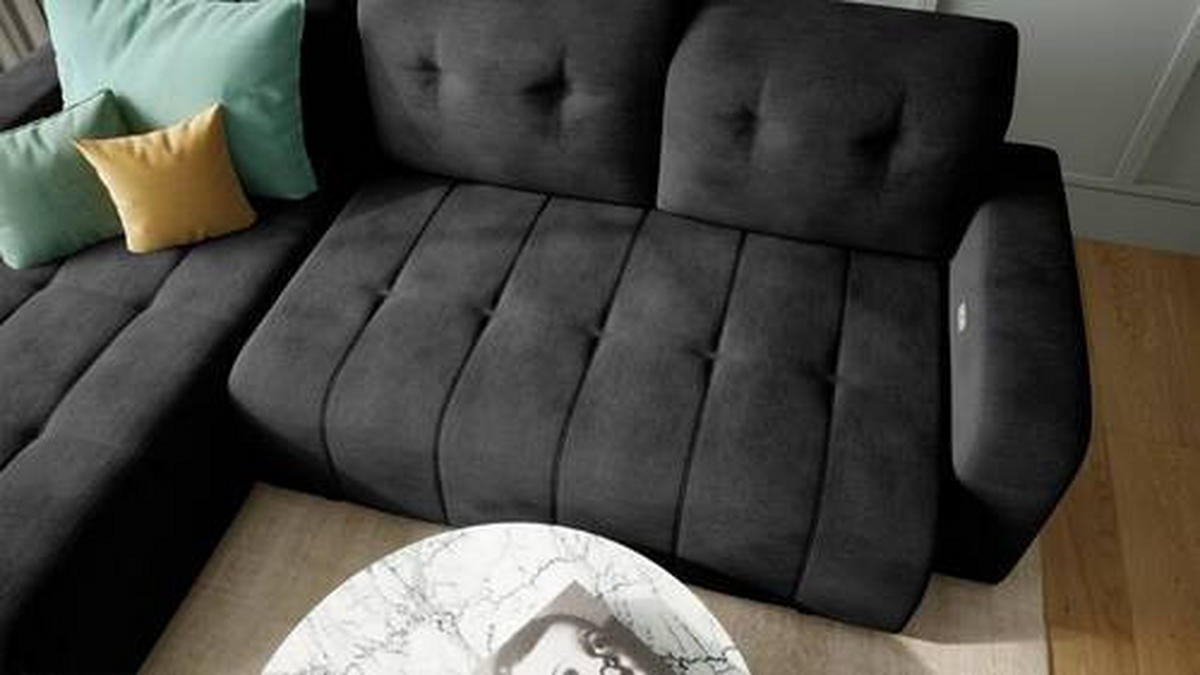 ECKSOFA in Mikrofaser Schwarz  - Schwarz, Modern, Textil/Metall (292/185cm) - Livetastic