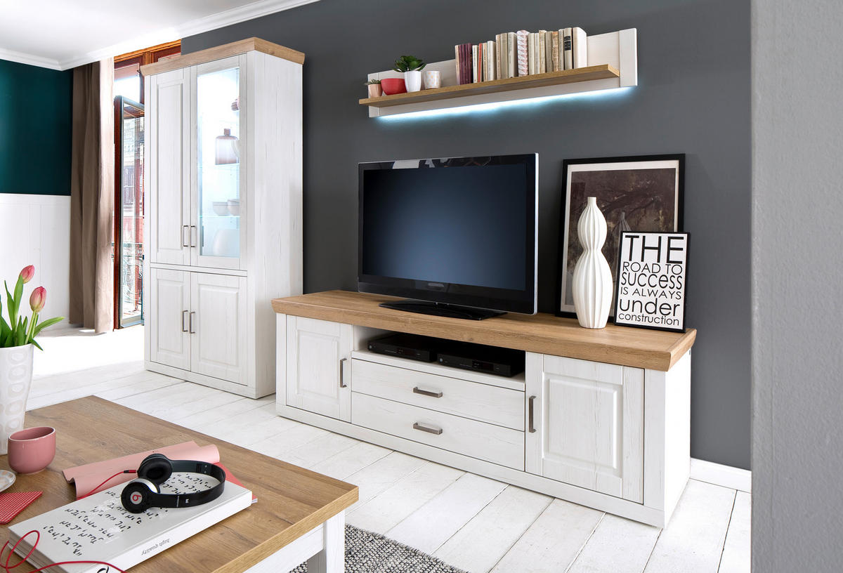 TV-ELEMENT - Eichefarben/Schwarz, LIFESTYLE, Holzwerkstoff/Metall (198/63/52cm) - Landscape