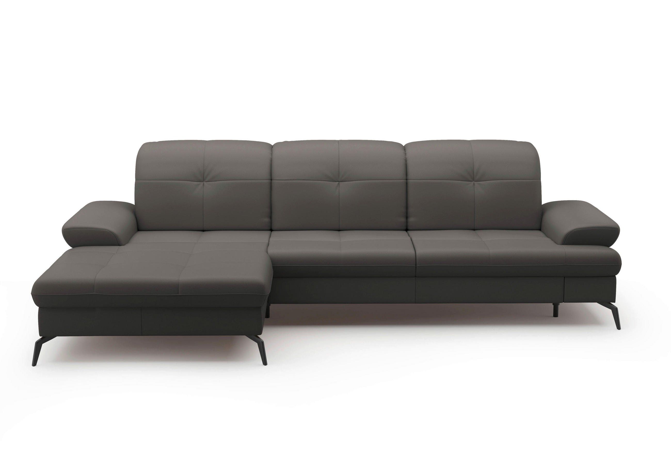 ECKSOFA in Vliesstoff Kombination Echtleder/Stoff Mokka  185/279 cm  - Schwarz/Mokka, KONVENTIONELL, Leder/Textil (185/279cm) - Sit & More