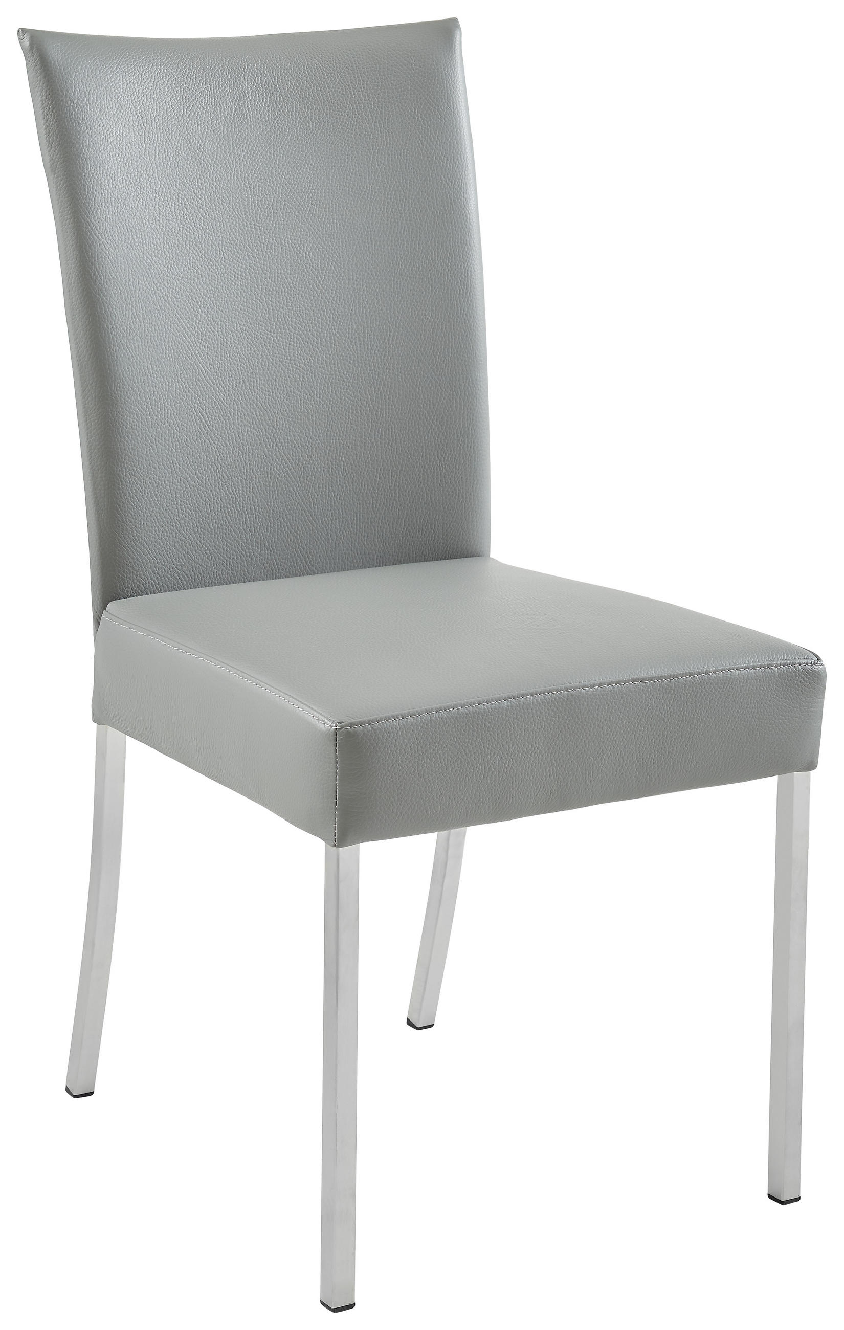 STUHL Echtleder Edelstahlfarben, Dunkelgrau  - Edelstahlfarben/Dunkelgrau, Design, Leder/Metall (47/91/63cm) - Musterring