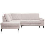 ECKSOFA inkl. Funktionen Creme Velours Bettkasten, Sitzvorzug  - Creme/Schwarz, KONVENTIONELL, Textil/Metall (206/253cm) - Venda