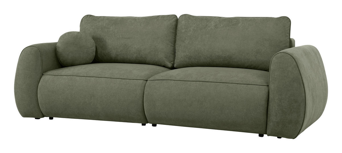 SCHLAFSOFA Chenille Grün  - Schwarz/Grün, Konventionell, Kunststoff/Textil (257/96/110cm) - Milino