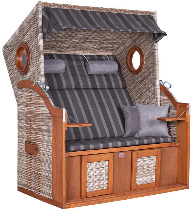 STRANDKORB Braun, Grau  - Braun/Grau, Basics, Holz/Kunststoff (140/160/80cm) - Gardenson