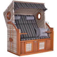 STRANDKORB Braun, Grau  - Braun/Grau, Basics, Holz/Kunststoff (140/160/80cm) - Gardenson
