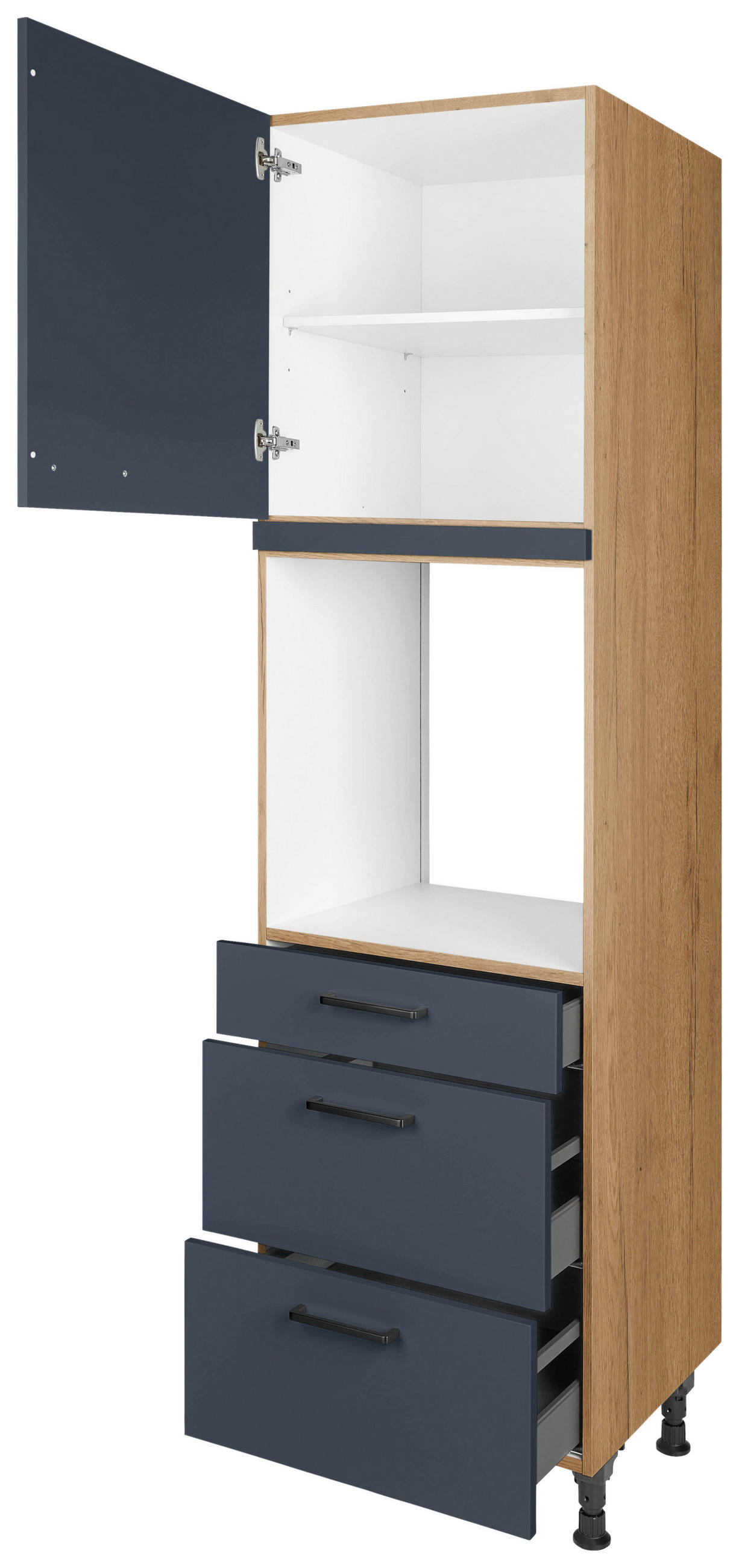 GERÄTEUMBAUSCHRANK 60/216,6/58 cm  in Blau, Eichefarben  - Blau/Eichefarben, MODERN, Holzwerkstoff/Metall (60/216,6/58cm) - Nobilia