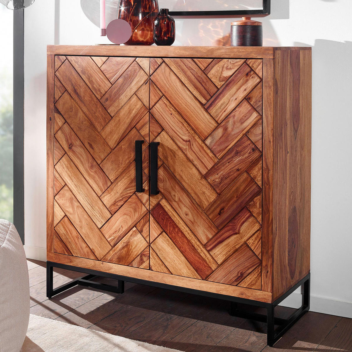 SIDEBOARD  in 100/105/40 cm  - Sheeshamfarben/Schwarz, Design, Holz/Metall (100/105/40cm) - MID.YOU