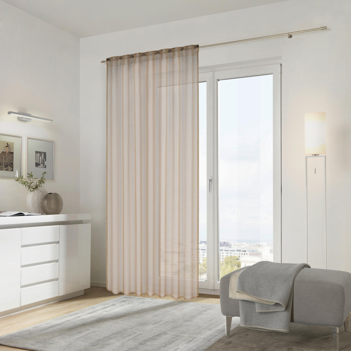 FERTIGVORHANG transparent  - Goldfarben, Design, Textil (140/245cm)