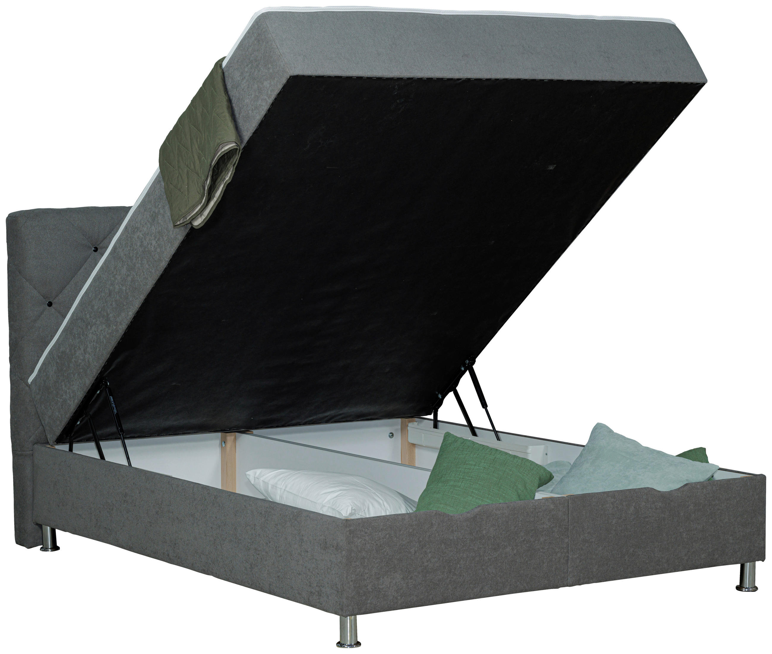 BOXBETT 180/200 cm  in Grau  - Chromfarben/Grau, Design, Kunststoff/Textil (180/200cm) - Boxxx