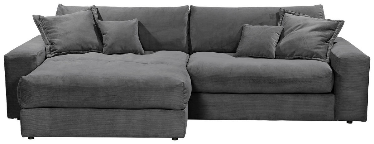 ECKSCHLAFSOFA  KAMIL Anthrazit Cord  - Anthrazit/Schwarz, MODERN, Kunststoff/Textil (180/297cm) - Livetastic