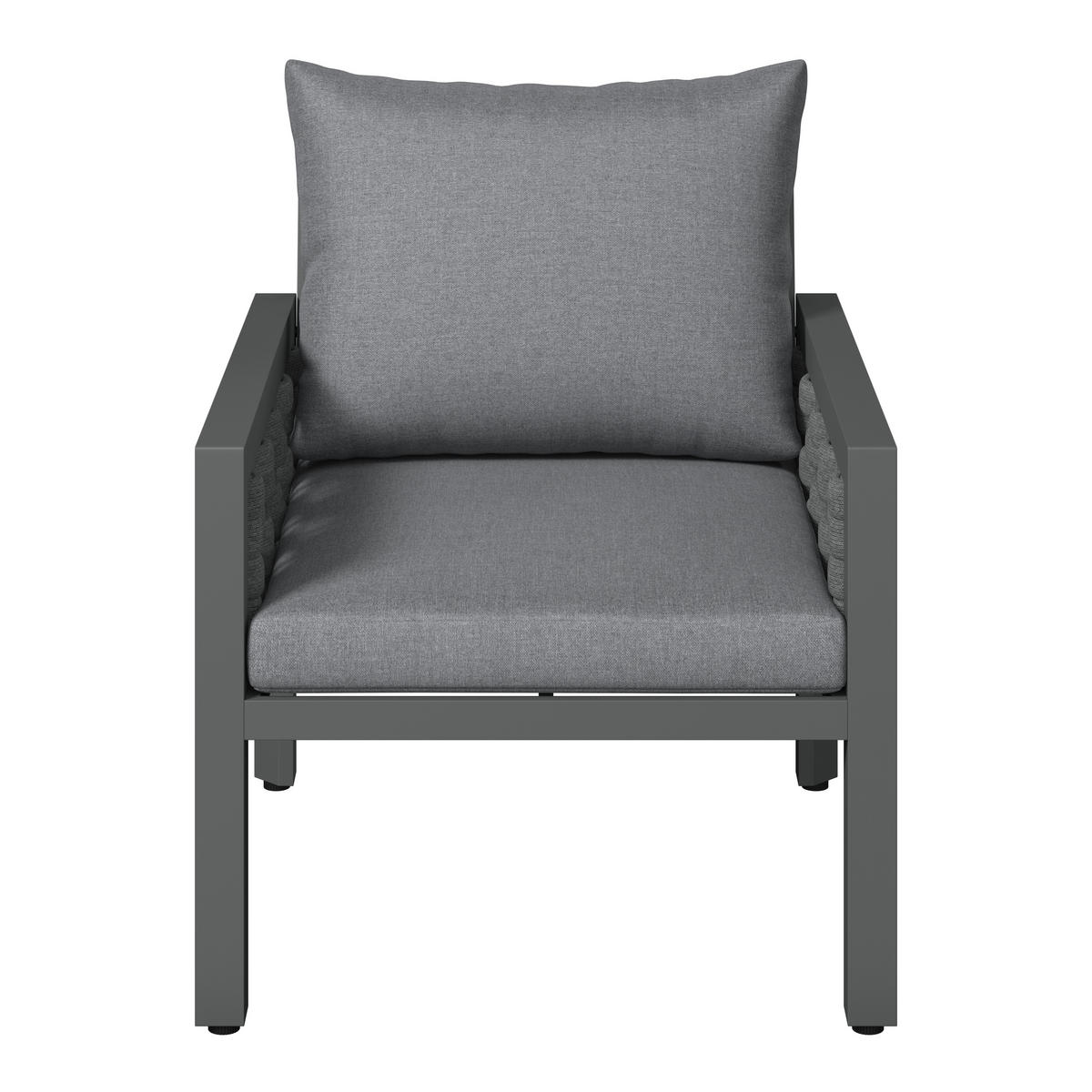 LOUNGEGARNITUR 4-teilig   290/73/153 cm Stahl  - Dunkelgrau/Grau, MODERN, Kunststoff/Textil (290/73/153cm) - Ambia Garden