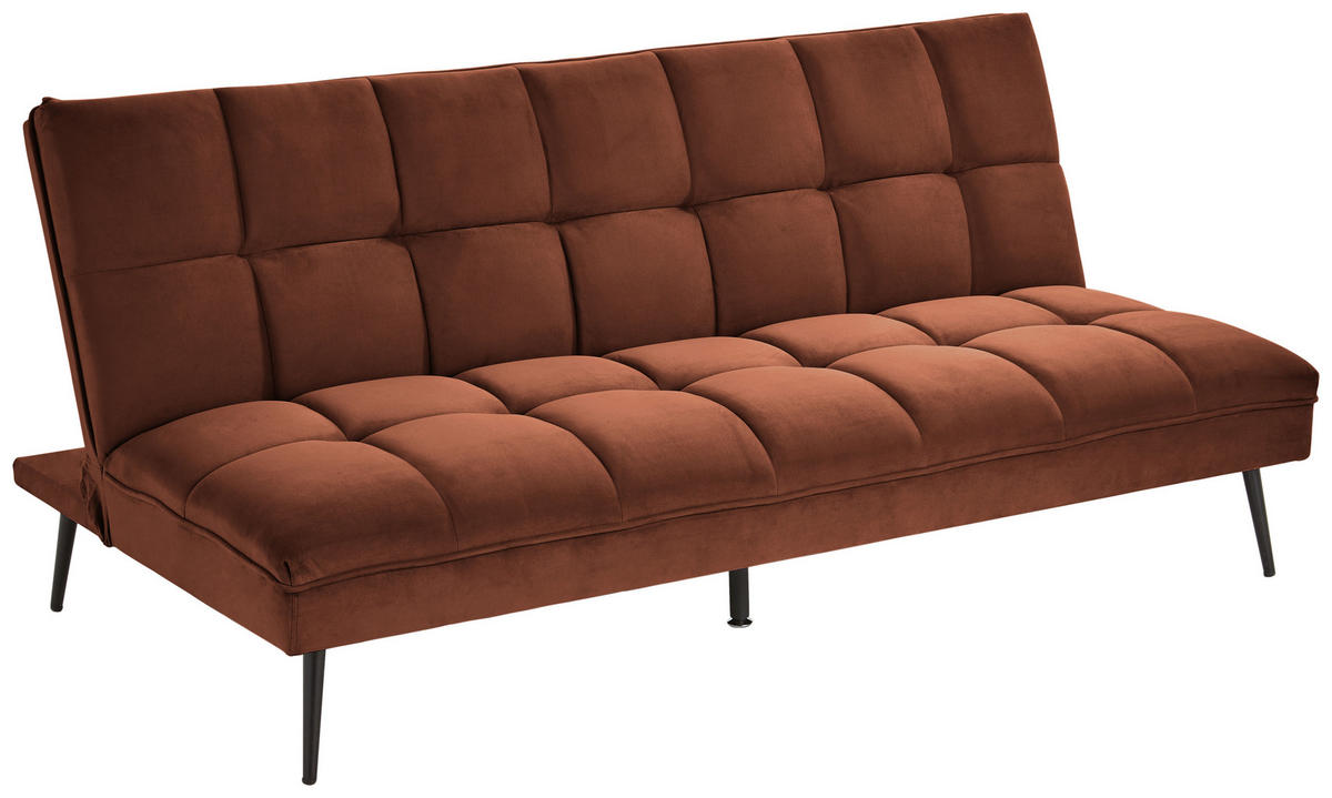 SCHLAFSOFA in Samt Rostfarben  - Rostfarben/Schwarz, MODERN, Textil/Metall (178/84/98cm) - MID.YOU