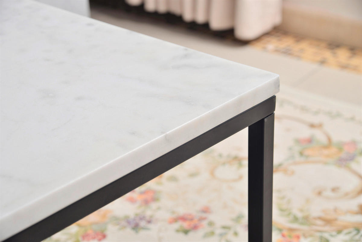 COUCHTISCH 75/75/48 cm quadratisch Schwarz, Weiß  - Schwarz/Weiß, Design, Stein/Metall (75/75/48cm) - MID.YOU