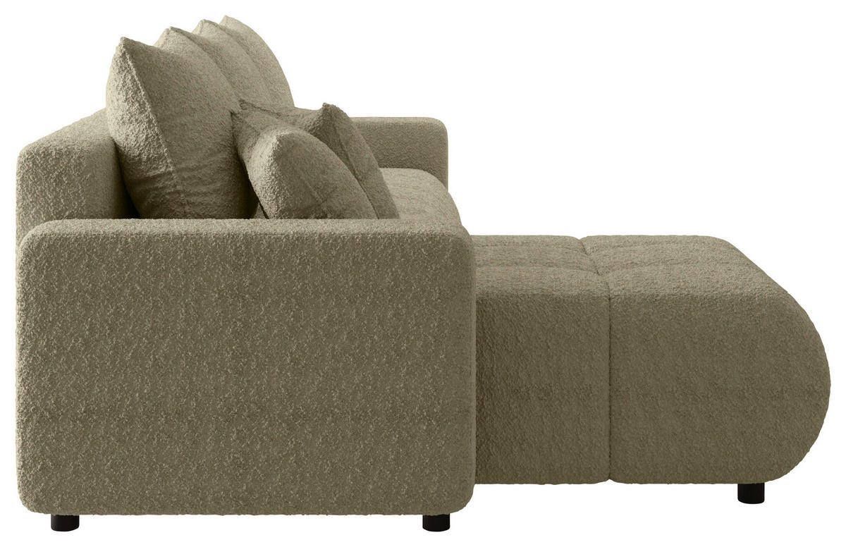 ECKSOFA Beige Bouclé Zierkissen, Rückenkissen, Bettkasten, Schlaffunktion, Rücken echt, Liegefläche im Originalstoff  - Beige/Schwarz, MODERN, Kunststoff/Textil (150/240cm) - Carryhome