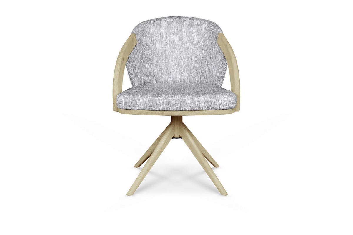 ARMLEHNSTUHL  Sitzfläche 360° drehbar Webstoff  Grau, Eichefarben  - Eichefarben/Grau, KONVENTIONELL, Holz/Textil (59/85/57cm) - Linea Natura