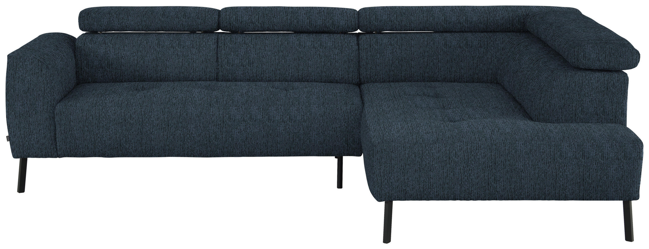 ECKSOFA in Webstoff Blau  - Blau/Schwarz, Design, Textil/Metall (280/205cm) - MID.YOU