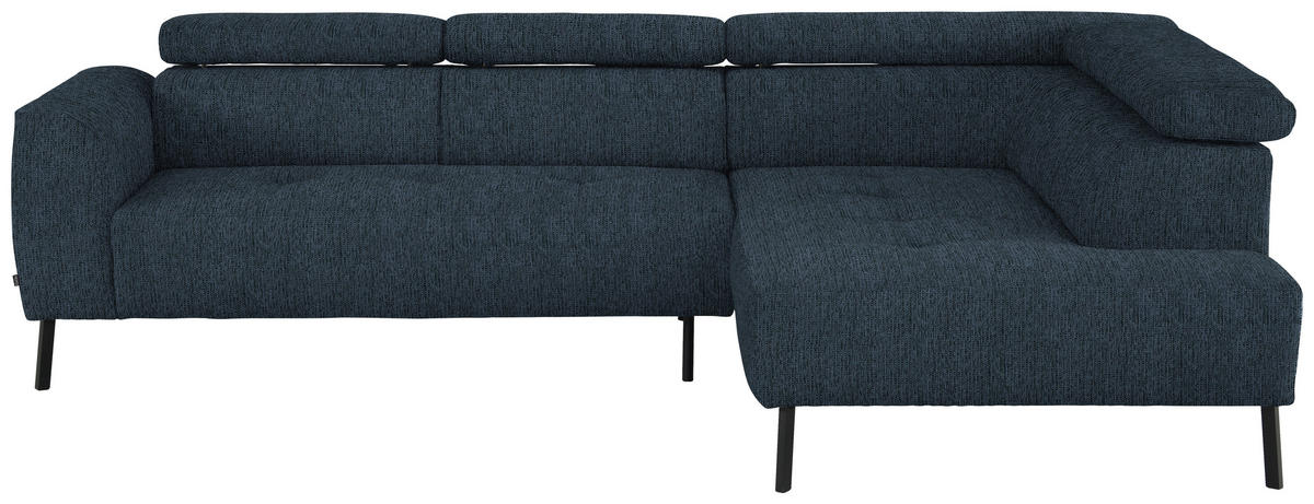 ECKSOFA in Webstoff Blau  - Blau/Schwarz, Design, Textil/Metall (280/205cm) - MID.YOU