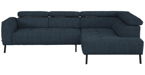 ECKSOFA in Webstoff Blau 280/205 cm - Blau/Schwarz, Design, Textil/Metall (280/205cm) - Xora