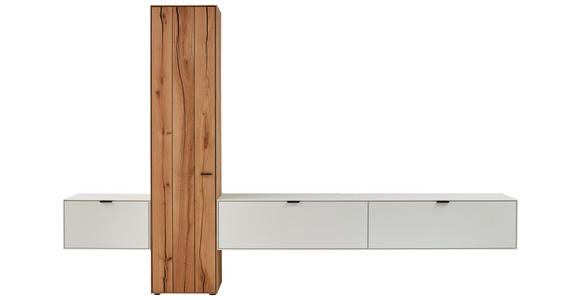 WOHNWAND in Weiß, Eichefarben 320,7/205,5/37,1 cm - Eichefarben/Weiß, Design, Glas/Holz (320,7/205,5/37,1cm) - Dieter Knoll