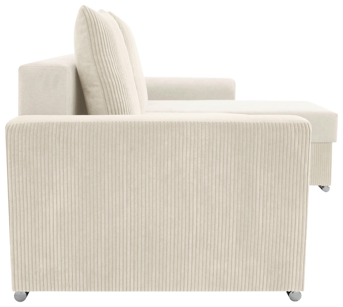 ECKSOFA in Cord, Mikrofaser Creme  - Chromfarben/Creme, Design, Kunststoff/Textil (239/141cm) - Livetastic
