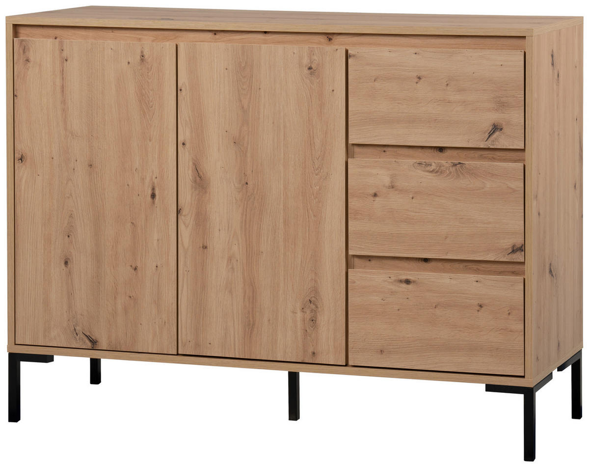 KOMMODE  in 120/87/40 cm  - Schwarz/Eiche Artisan, Design, Holzwerkstoff/Metall (120/87/40cm) - MID.YOU