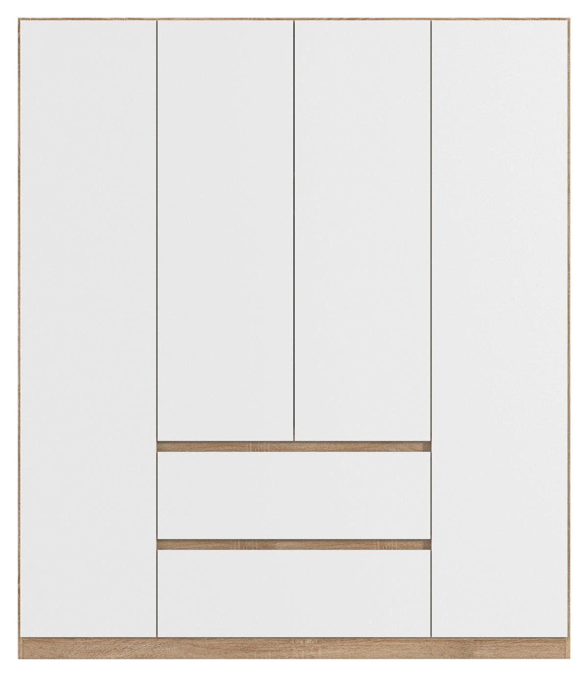 DREHTÜRENSCHRANK in Weiss, Eichefarben  - Weiss/Eichefarben, Basics, Holzwerkstoff (181/210/54cm) - Rauch Möbel