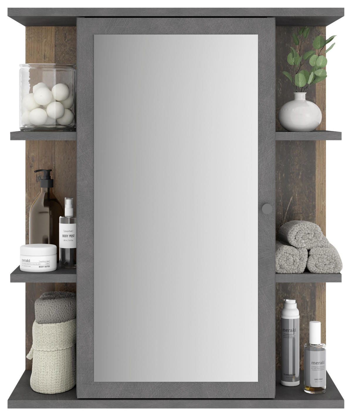 ZRCADLOVÁ SKŘÍŇKA, hnědá, barvy grafitu, 60/72/25 cm - barvy grafitu/hnědá, Moderní, kompozitní dřevo/sklo (60/72/25cm) - MID.YOU