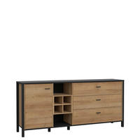 KOMODA S VRATIMA - boja hrasta/crna, Dizajnerski, metal/pločasti materijal (186,3/85,1/40,2cm) - Cantus