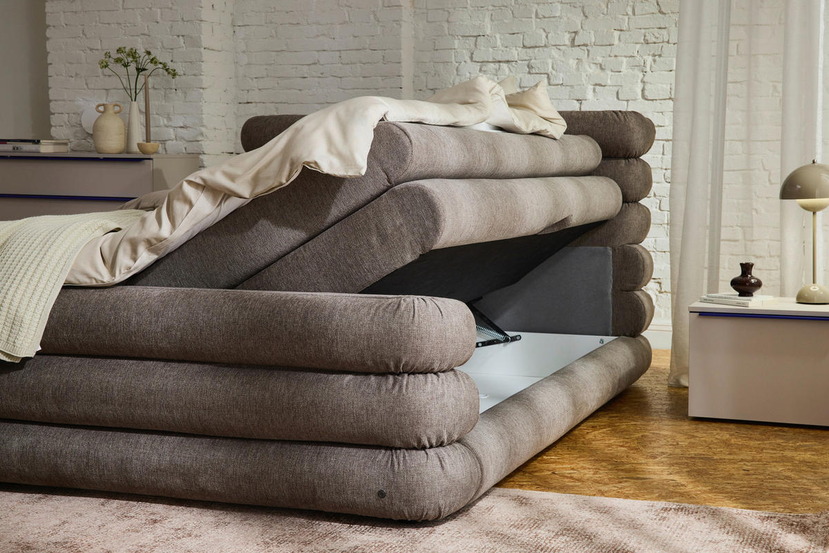 BOXSPRINGBETT 160/200 cm,  in Braun, Bettkasten, Topper, Matratzen, H3 = fest  - Schwarz/Braun, Design, Kunststoff/Textil (160/200cm) - Tom Tailor