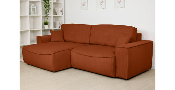 ECKSOFA Rostfarben Cord  - Rostfarben/Schwarz, KONVENTIONELL, Kunststoff/Textil (148/265cm) - Carryhome
