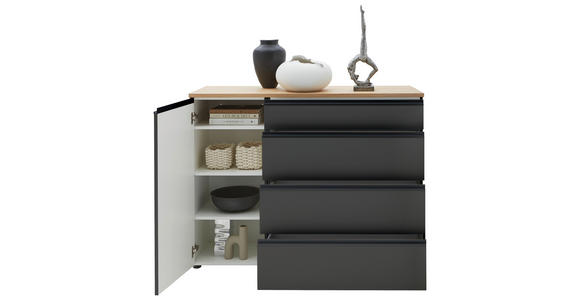 SIDEBOARD 135/102/41 cm  - Eichefarben/Schwarz, Design, Holz/Holzwerkstoff (135/102/41cm) - Dieter Knoll