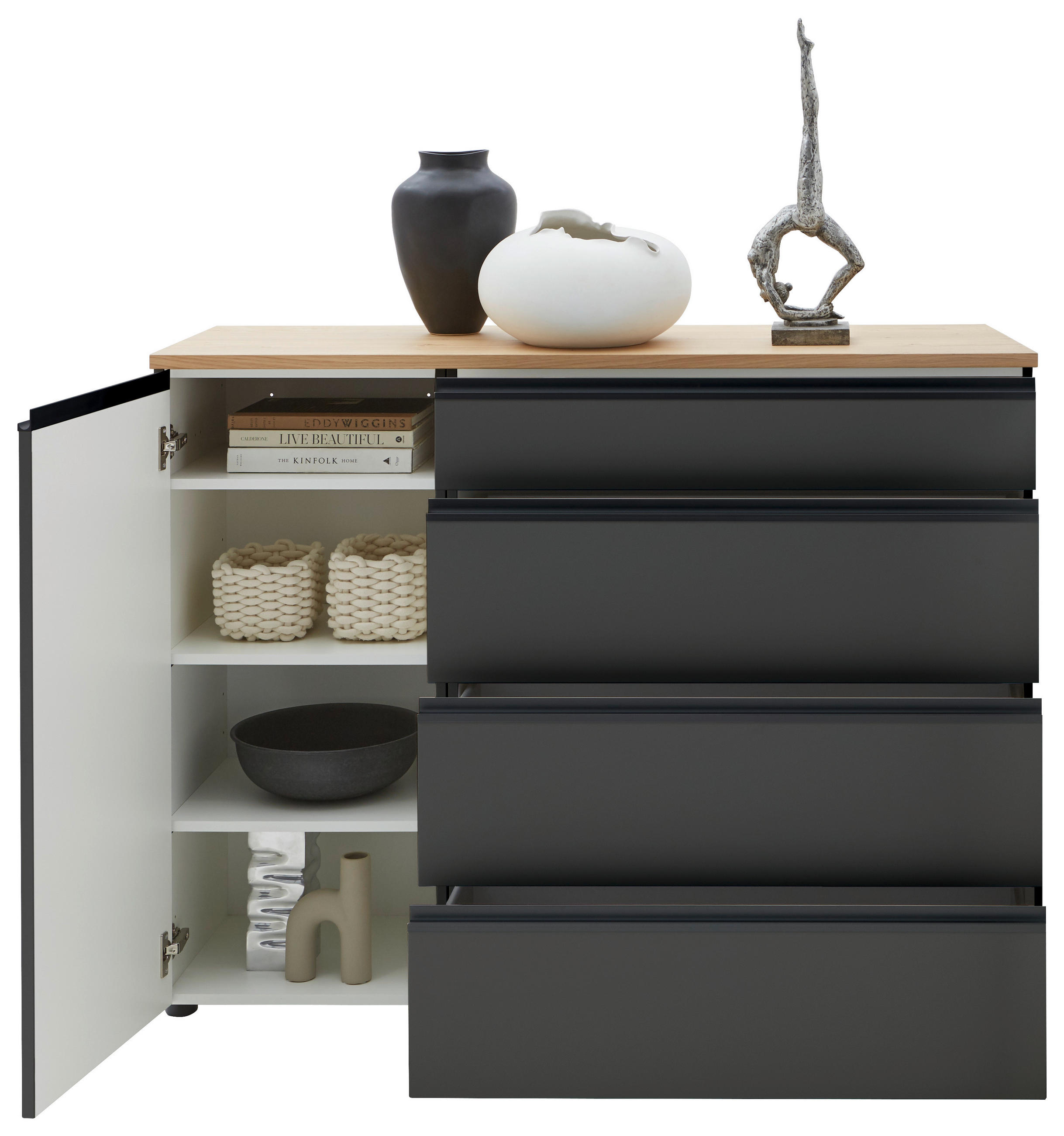SIDEBOARD in 135/102/41 cm - Eichefarben/Schwarz, Design, Holz/Holzwerkstoff (135/102/41cm) - Dieter Knoll
