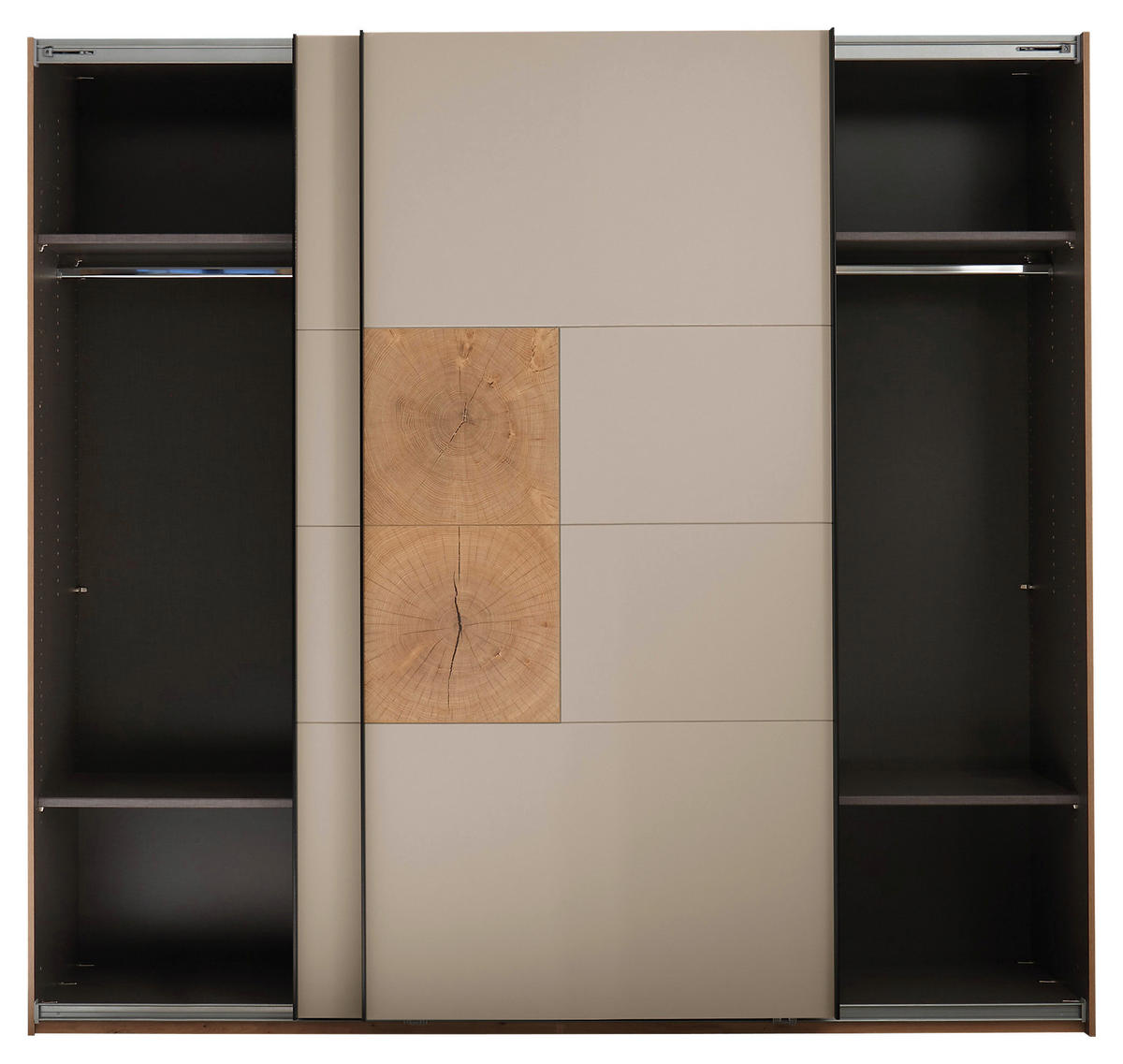 SCHWEBETÜRENSCHRANK  in Kaschmir, Eiche Artisan  - Kaschmir/Schwarz, KONVENTIONELL, Holzwerkstoff/Metall (240/225,5/63,7cm) - Xora