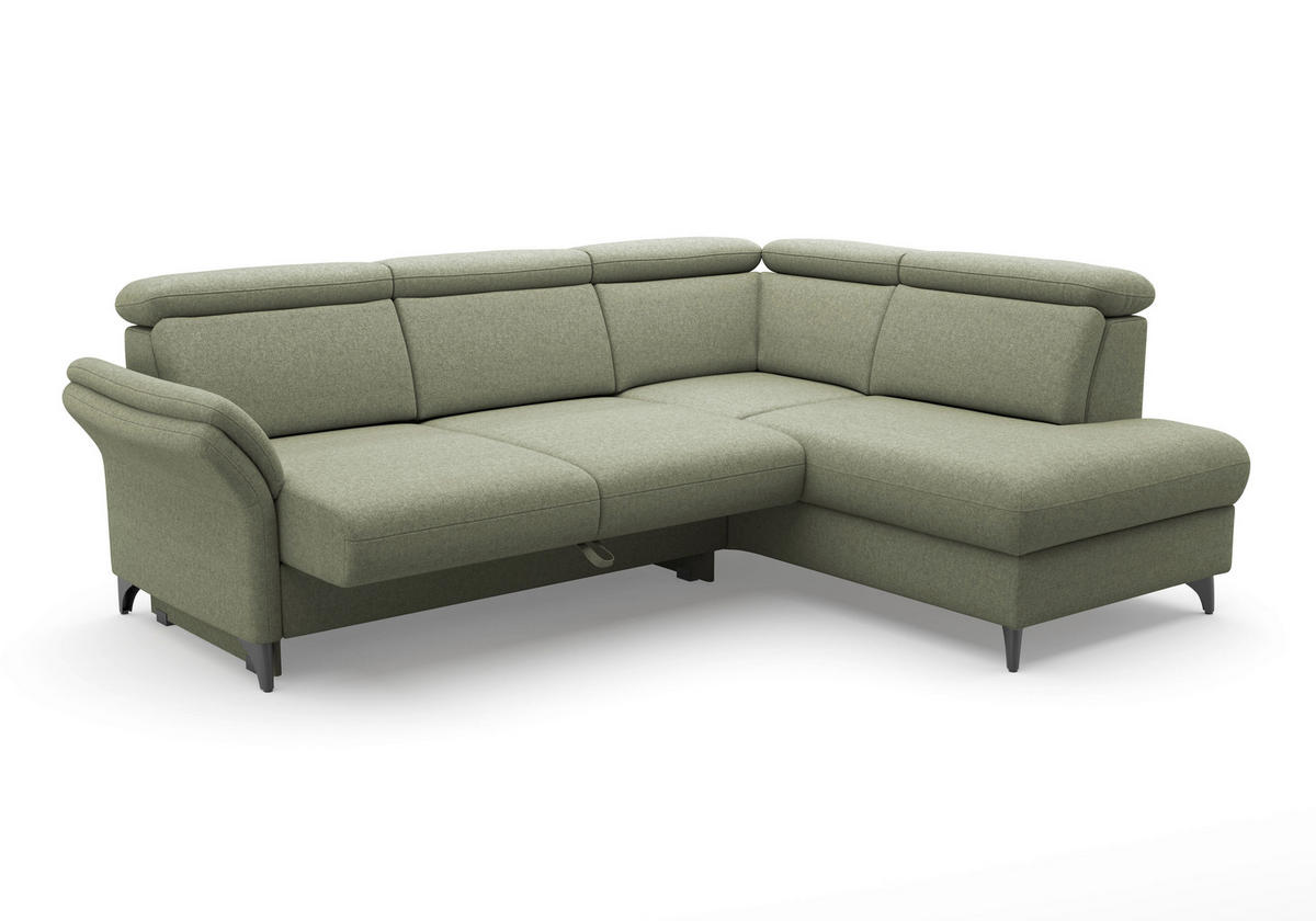 ECKSOFA Flachgewebe Olivgrün  - Schwarz/Olivgrün, Konventionell, Textil/Metall (247/193cm) - Sit & More
