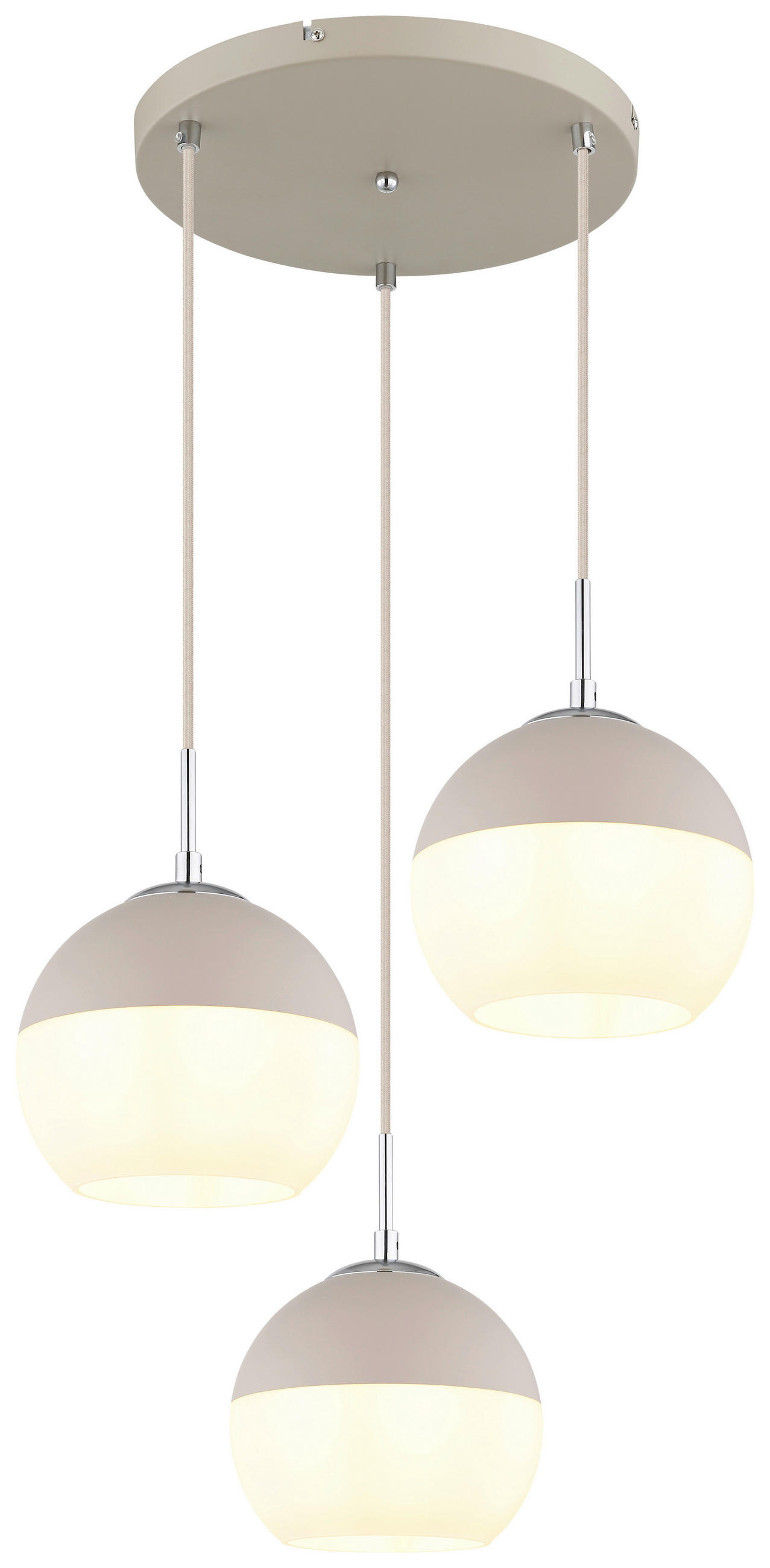 HÄNGELEUCHTE 42,5/120 cm   - Sandfarben/Chromfarben, Trend, Glas/Metall (42,5/120cm) - Collet's Monde