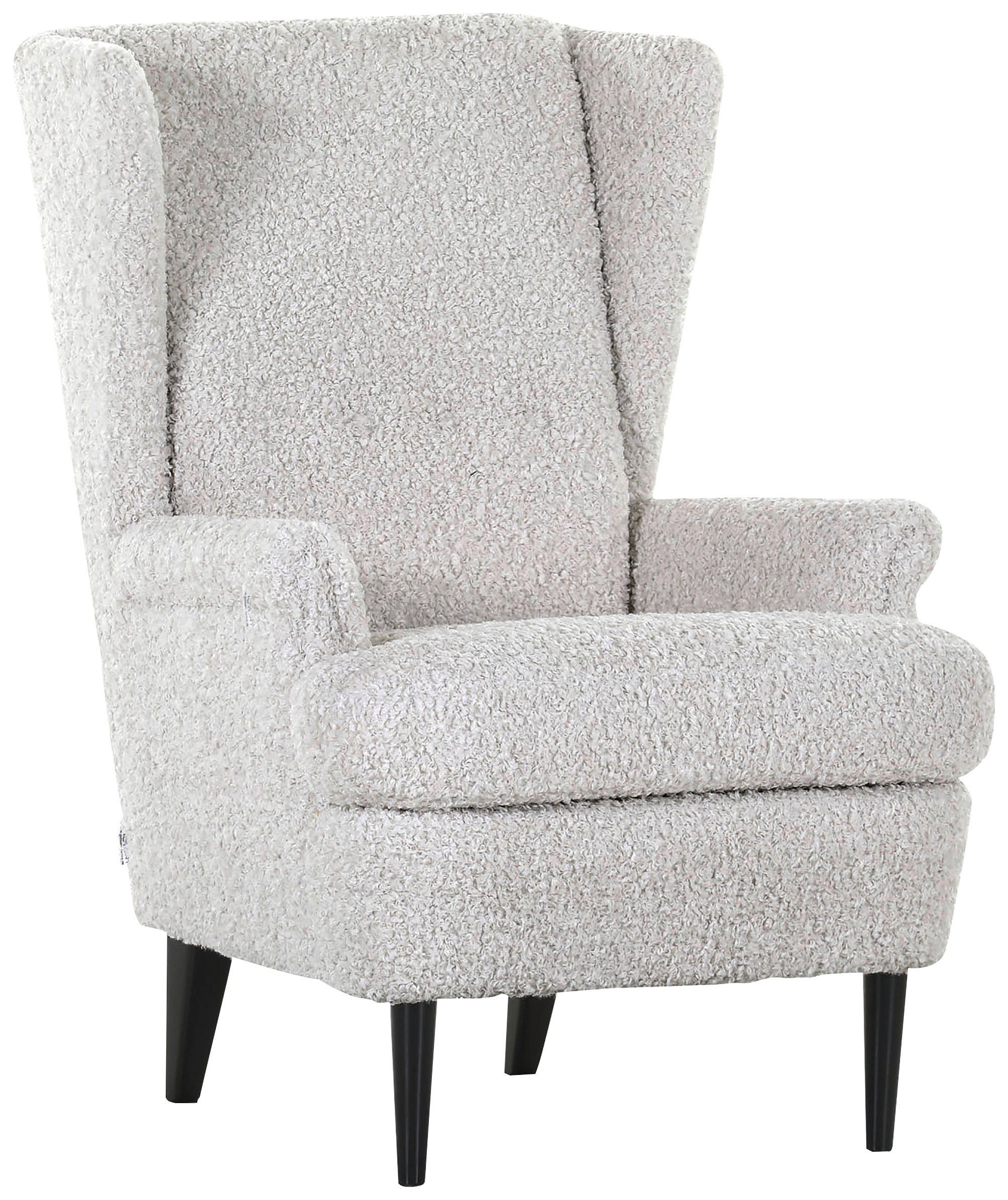 OHRENSESSEL Flachgewebe Schlammfarben  - Schlammfarben/Dunkelbraun, Design, Holz/Textil (72/104/85cm) - Carryhome
